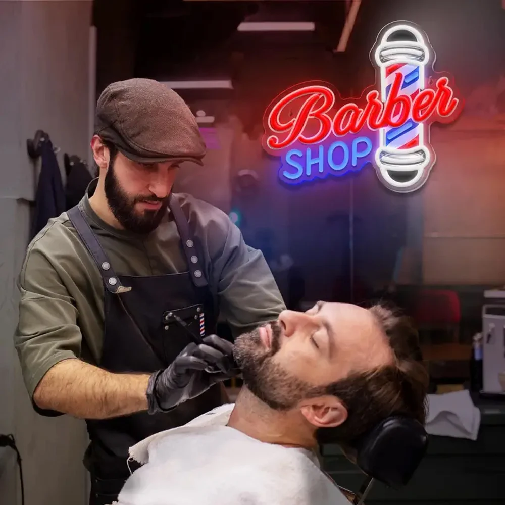 Tanda Barber Shop Neon untuk Salon rambut, lampu Neon Led Cahaya Neon dapat diredupkan lampu Neon cocok untuk toko