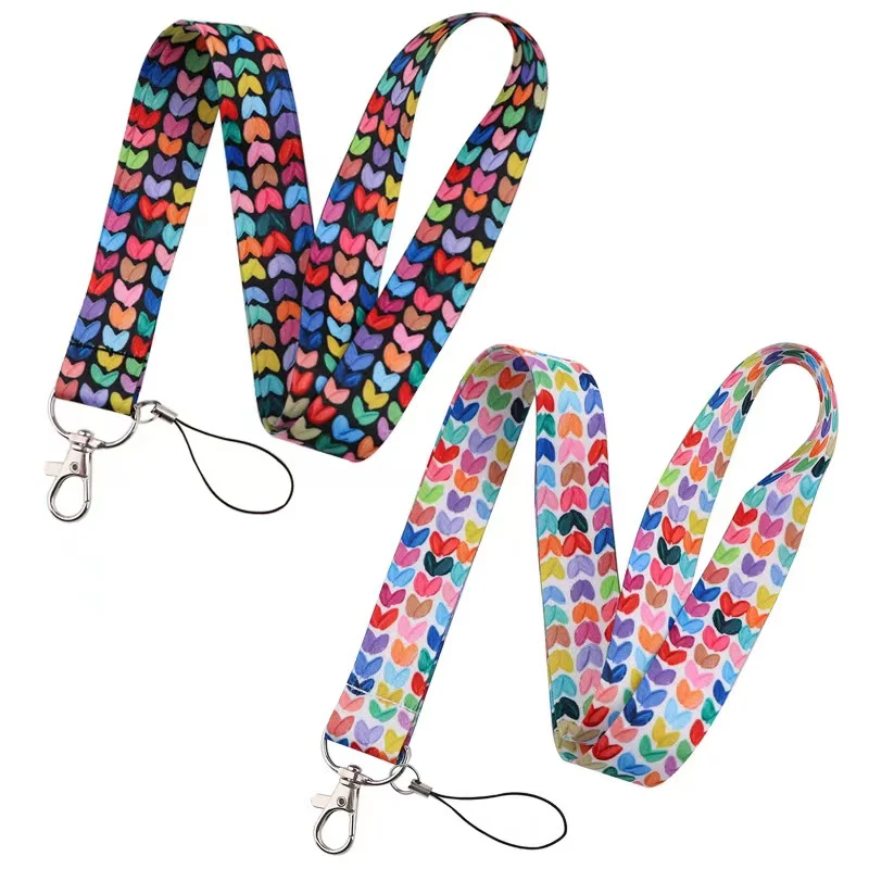 10PCS Cardioid shape Keychain Lanyard For Keys Tags USB ID Work Card Badge Holder Neck Strap Cameras Mobile Phone Rope Keycord