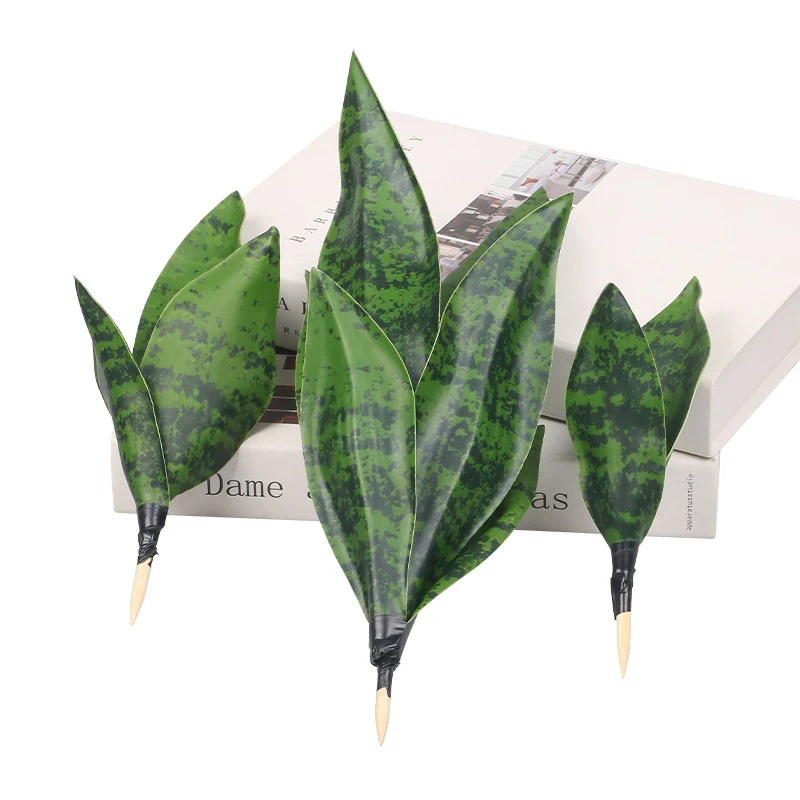 1Pc Simulated Green Plants Artificial Tiger Skin Orchid Leaves Indoor Potted Plants DIY Accessories Home Arrangement Decoration