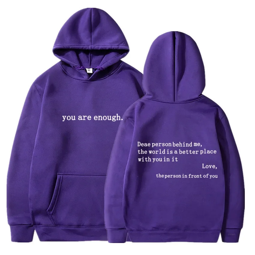 new top fashion Dear Person Behind Me Hoodie With Kangaroo Pocket Pullover Vintage Aesthetic Words on Back Unisex Trendy