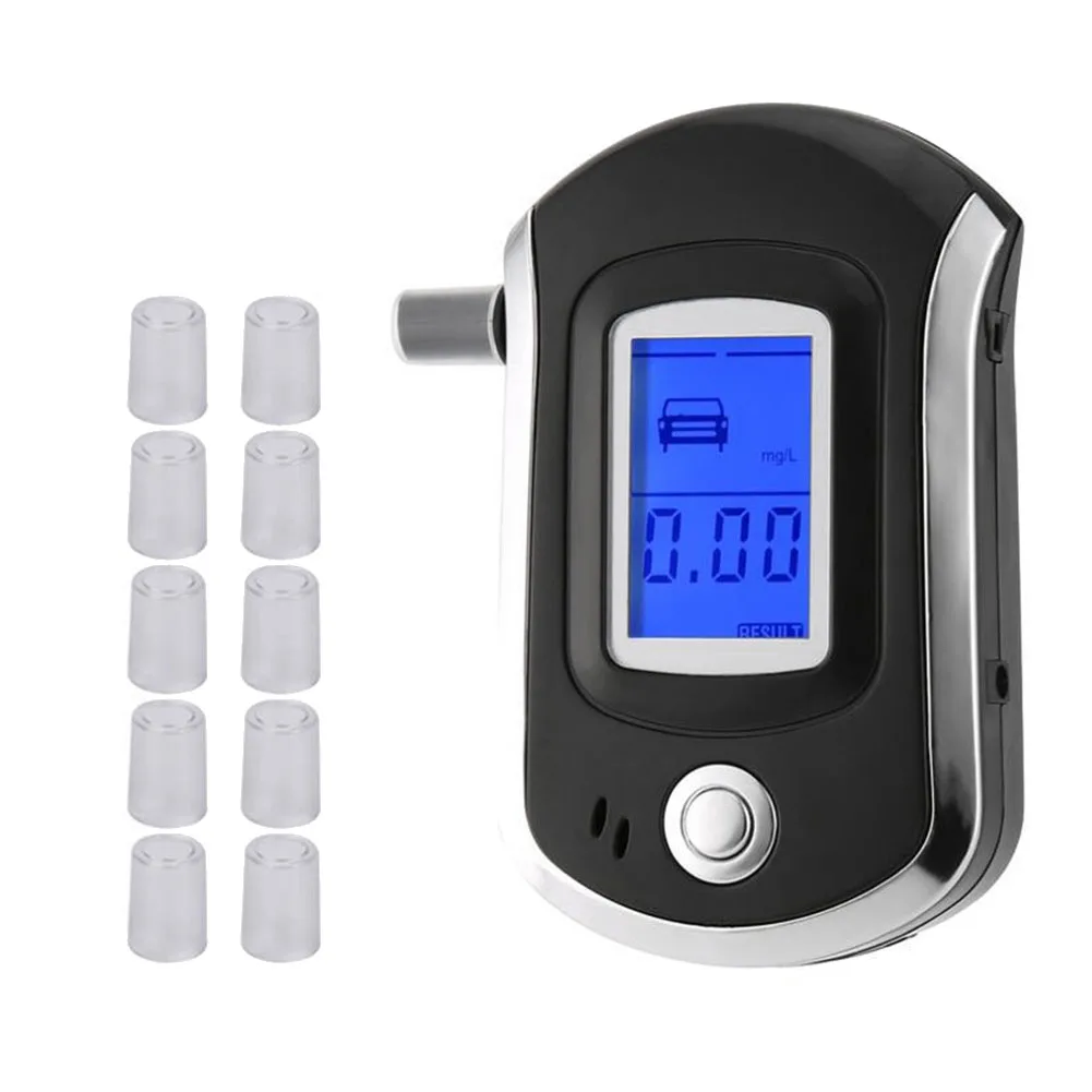 

AT6000 Alcohol Tester with 10 Mouthpieces Professional Digital Breath Breathalyzer with LCD Display Screen