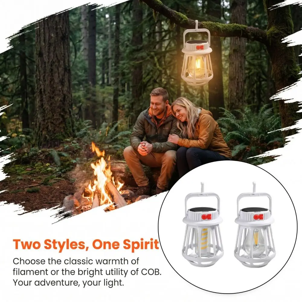 LED Light Solar Powered Light IP55 Waterproof Ultra Bright Rechargeable Light Handheld Design Multi Functional Hanging Lantern
