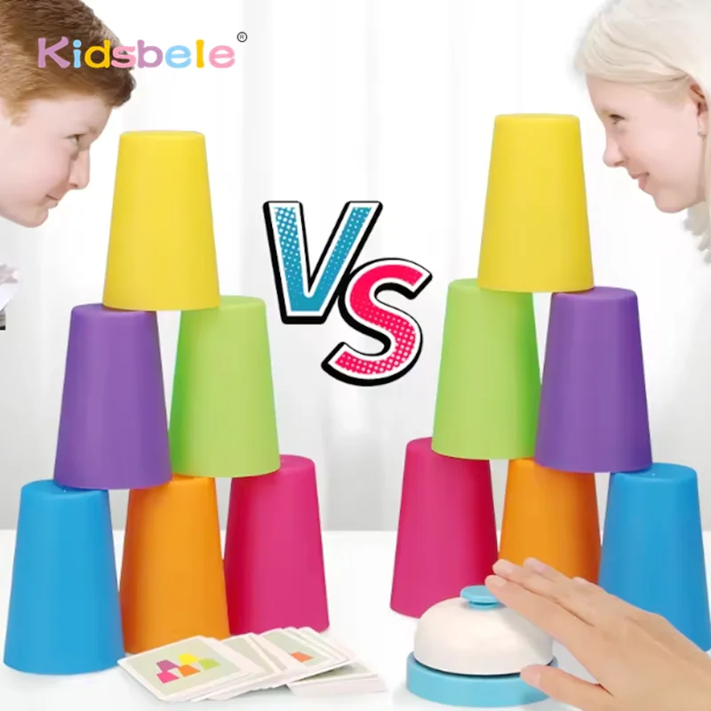 Juego de entrenamiento clásico con bloques apilados, juego de fiesta Montessori, educativo, iluminación intelectual, taza apilable, juguete de velocidad para niños