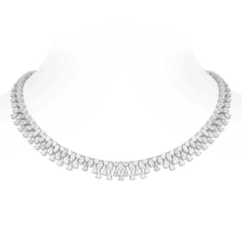 

BELLUX New Design 925 Silver Synthetic Zircon Sparkling Starry Sky White Water Drop Luxury Starry Sky Full Diamond Necklace