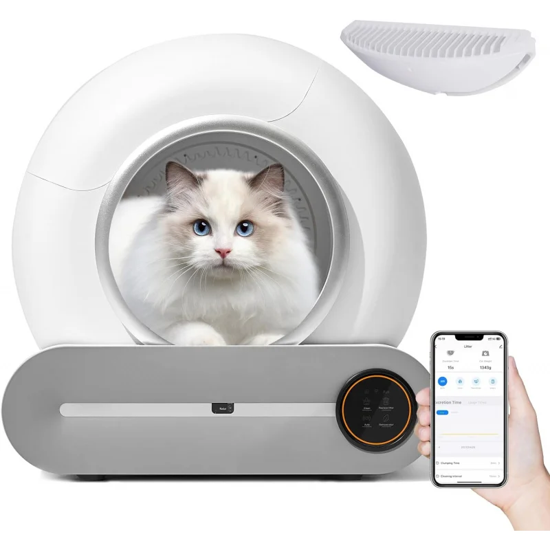 

65L APP Control Low Noise Self Cleaning Safety Large Capacity Automatic Cat Litter Box For Multiple Cats Smart Pet Toilet