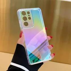 for Samsung Galaxy S25 S24 S23 S22 S21 S20 FE Ultra Plus A55 A54 A34 A14 Case Gradual Color Plate Shockproof Soft Bumper Shell