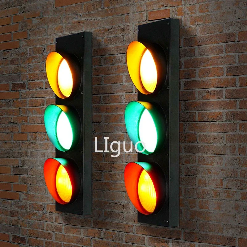 

Industrial Vintage Wall Light Led Traffic Signal Lamp Bar Restaurant Art Deco Sconce Loft Kitchen Fixtures Lamp