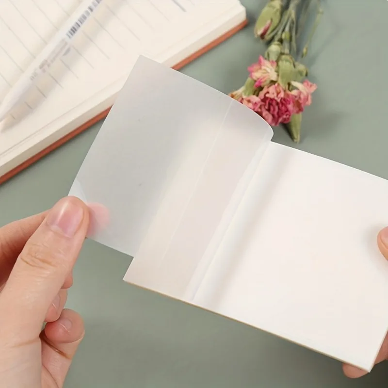 

50 Sheets Transparent Sticky Note Pads Waterproof Self-Adhesive Memo Notepad School Office Supplies Stationery