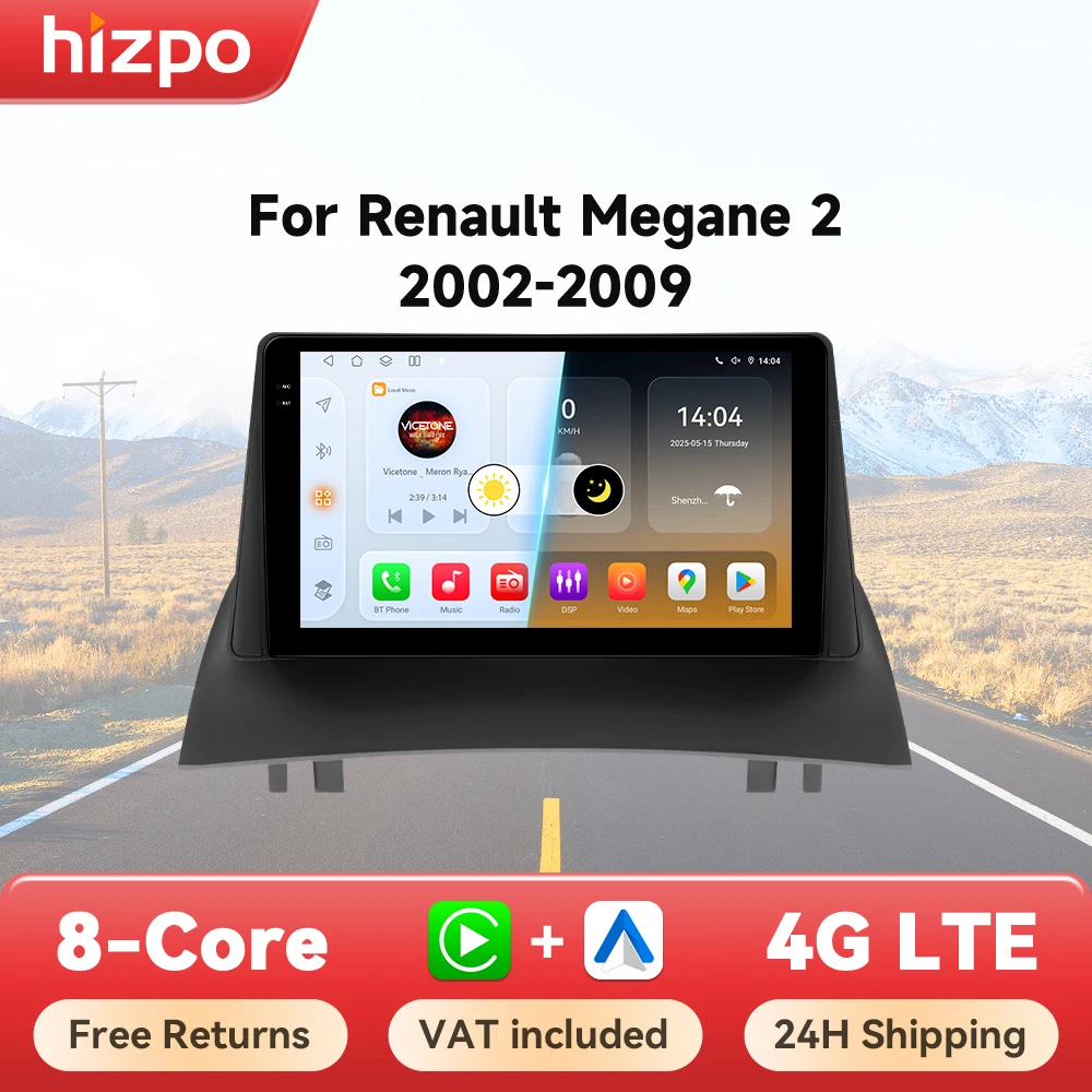 Hizpo Sistemi Intelligenti Per Auto Radio Intelligente per Renault Megane 2 2002-2009 GPS Wireless CarPlay Android Auto Autoradio 6115 8 + 128G
