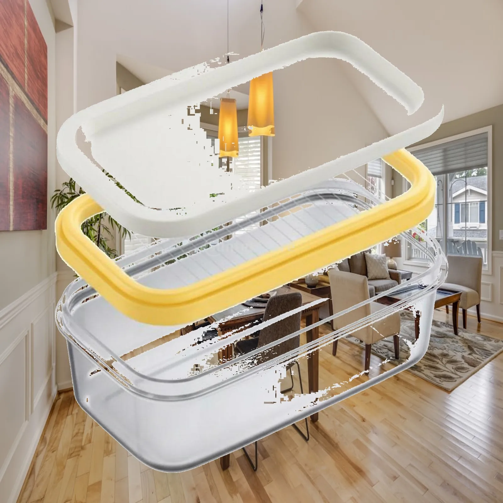 Stainless Steel Butter Storage Container Easy Refill Butter Holder Fresh-keeping Kitchen Box for Refrigerator and Counter