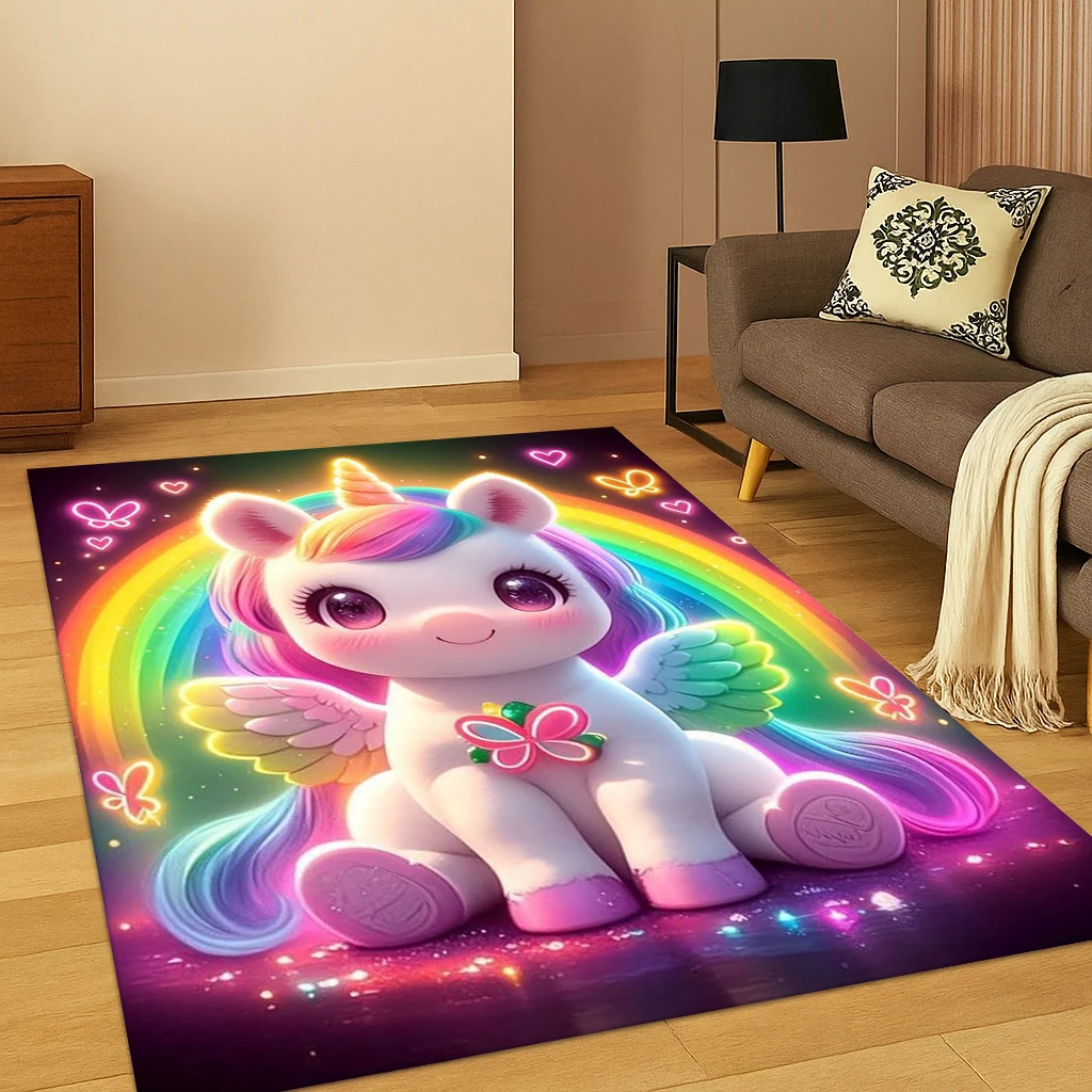 

Unicorn Cute Carpet Rug for Children Bedroom Living Room Sofa Home Doormat Kitchen Decor,Kid Game Area Rug Non-slip Mat Gift