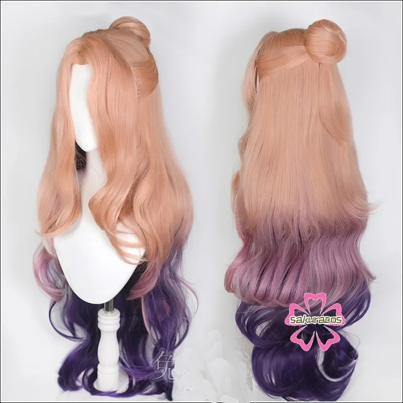 

LOL Ocean Song Seraphine Cosplay Wig Pink Purple Mixed Long 100cm Buns Synthetic Wigs Hair for Halloween Costume Party Role Play