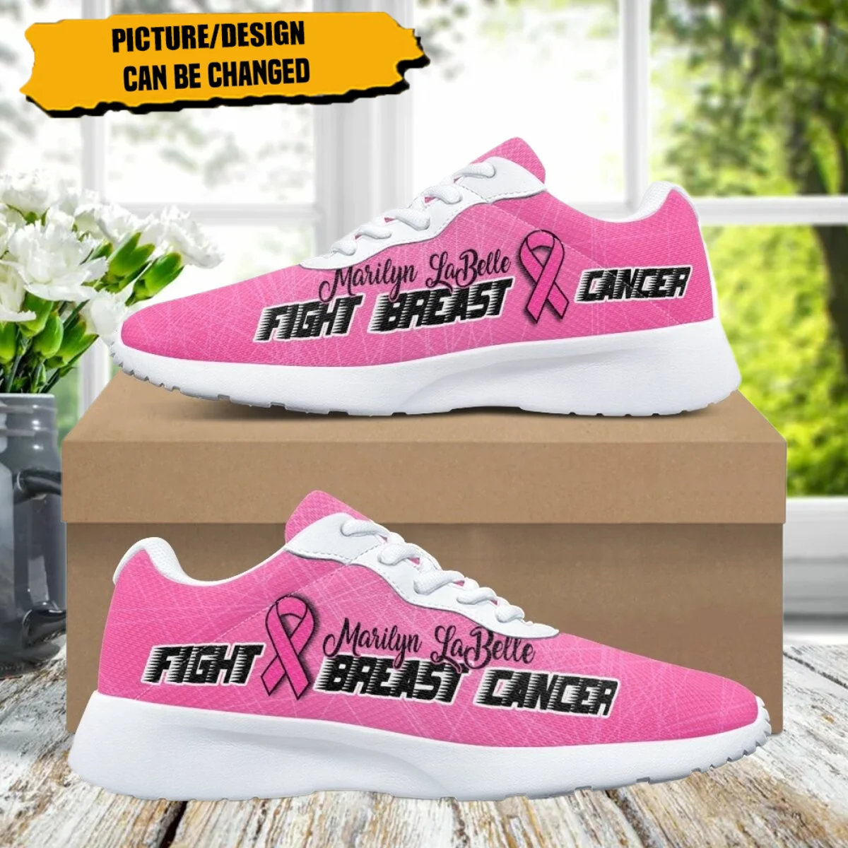 

Breast Cancer Awareness Pattern Women's Sneaker Cozy Wear-resistant Outdoor Travel Shoes Lightweight Breathable Walking Shoes