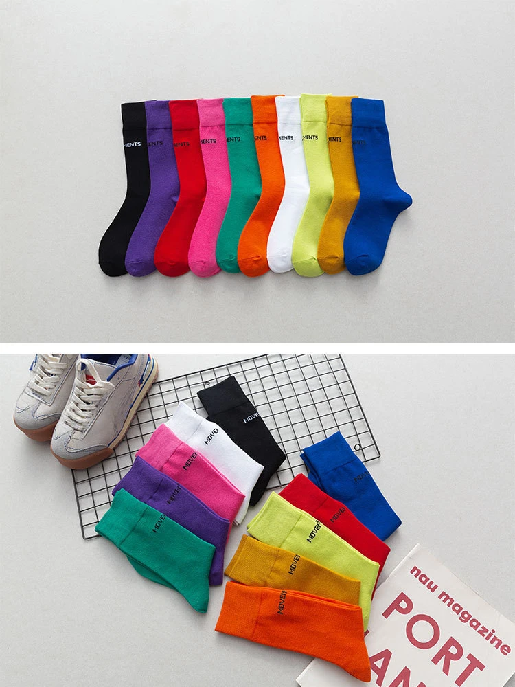 Frauen Bunte Lose Kein Pilling Socken Stricken Rippe Dünne Frühling Sommer Weibliche Socken Hohe Rohr Streetwear Weiche Socke – Detail 1