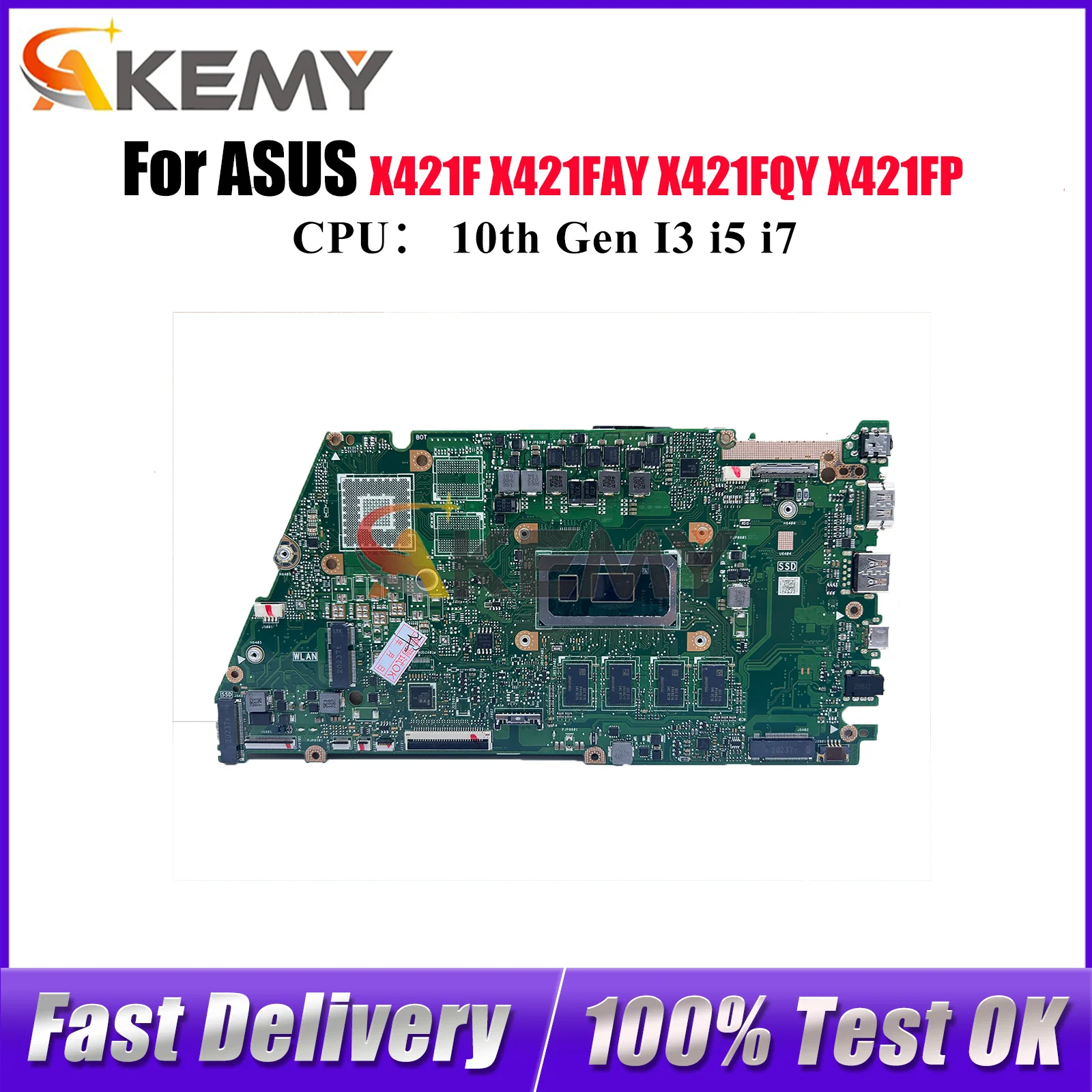 

X421FA Материнская плата для ноутбука ASUS X421FPY I421F S5600F X421FL X421FQY V4050F X421FAY X421F X421FP Материнская плата 10-го поколения I3 i5 i7