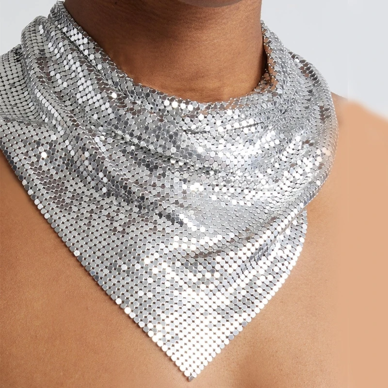 

Sequined Scarves for Night Club Party Bandanas Punk Neck Scarf Stage Performances Necklace Shimmering Headscarf Neckwear