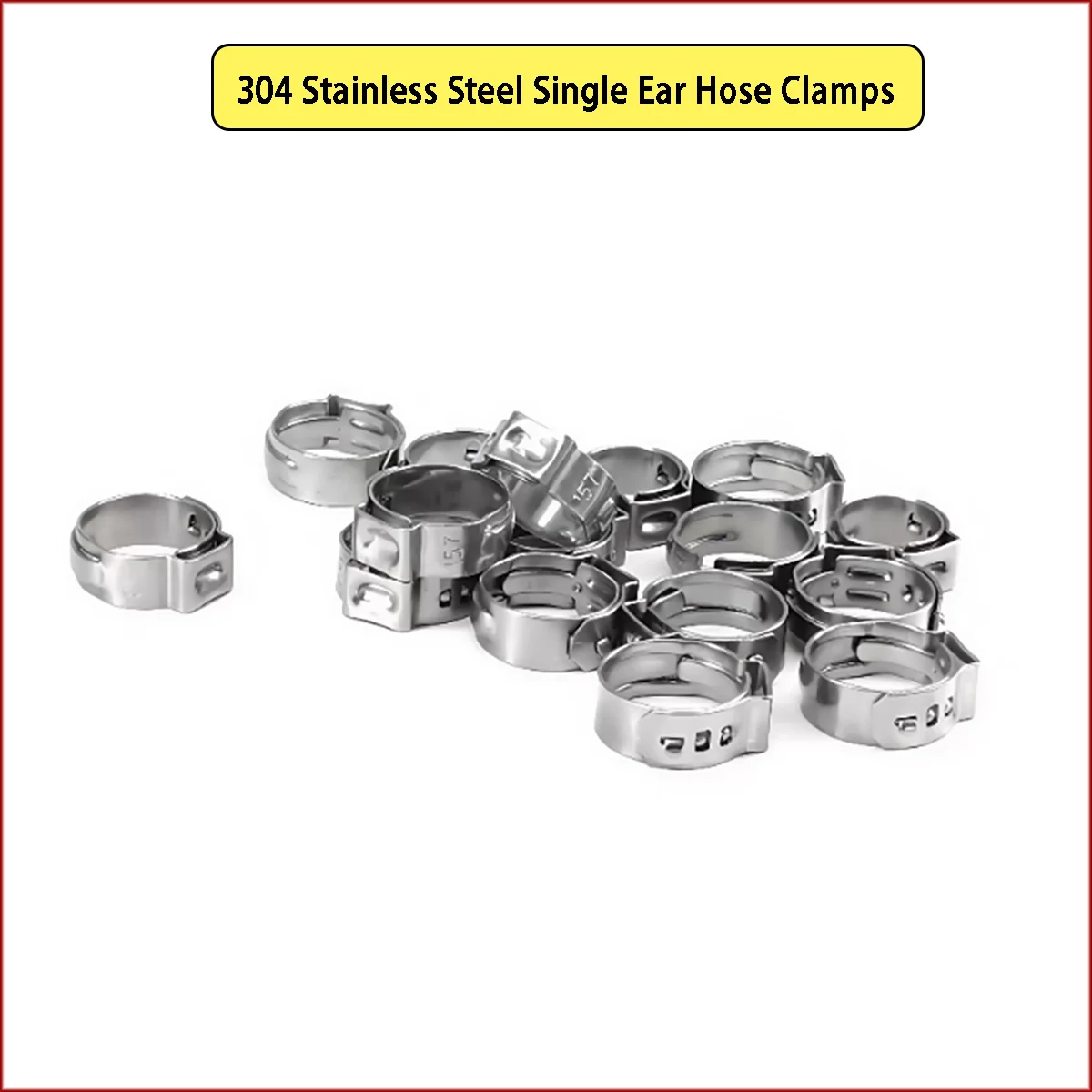 304 Stainless Steel Single Ear Non-Perforated Hose Clamps - Heavy Duty Pipe Clips