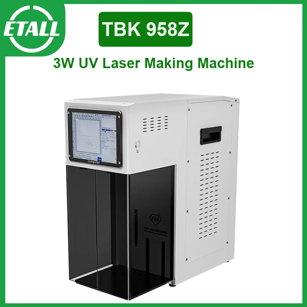 TBK 958Z 3W UV Laser Marking Machine for Phone LCD Screen Back Glass Frame Separate Metal Wood Leather Grass Plastic Engrave