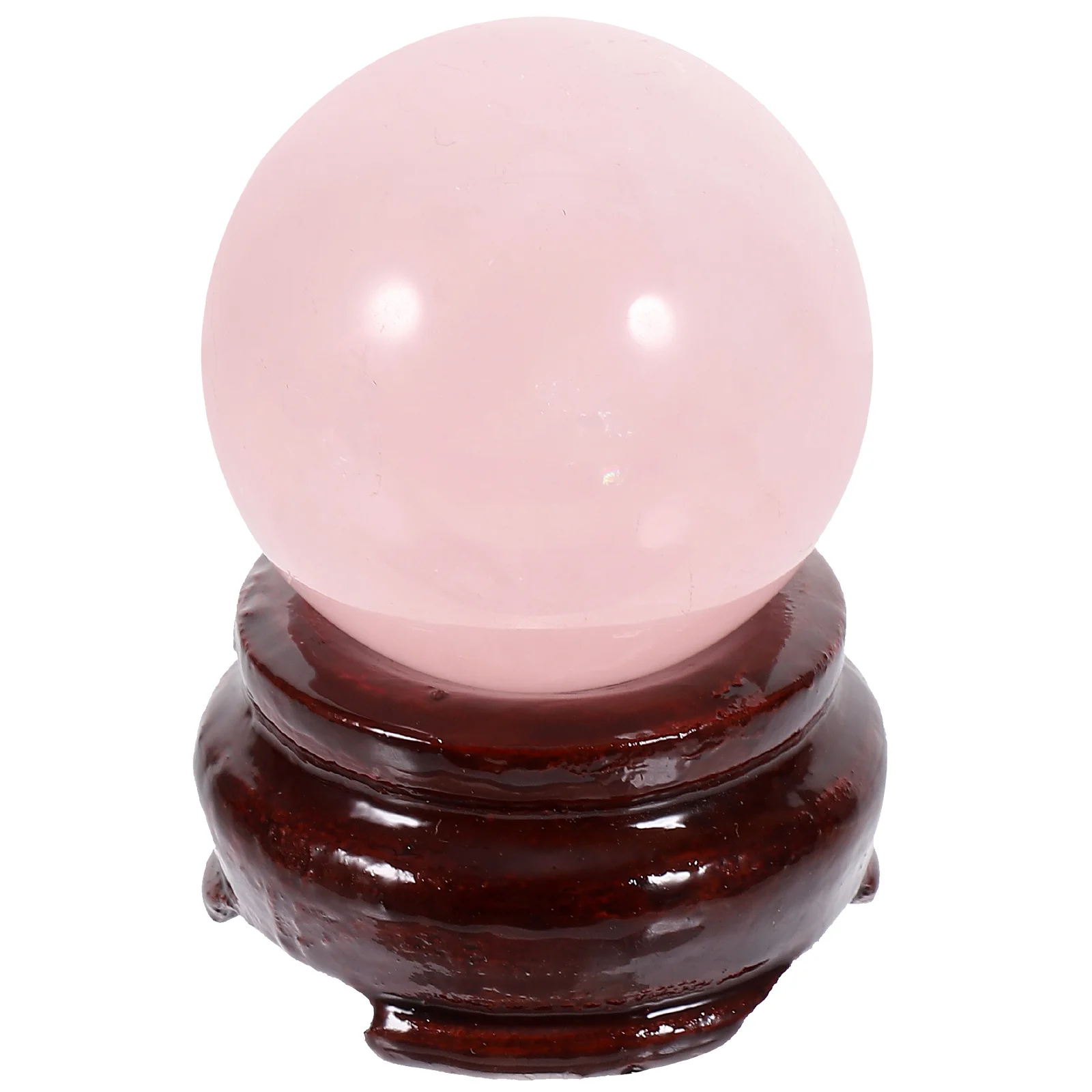 1 pz sfera di cristallo rosa 4 cm con base in legno sfera di vetro ornamento per la decorazione domestica camera da letto soggiorno ufficio decorazione festa regalo