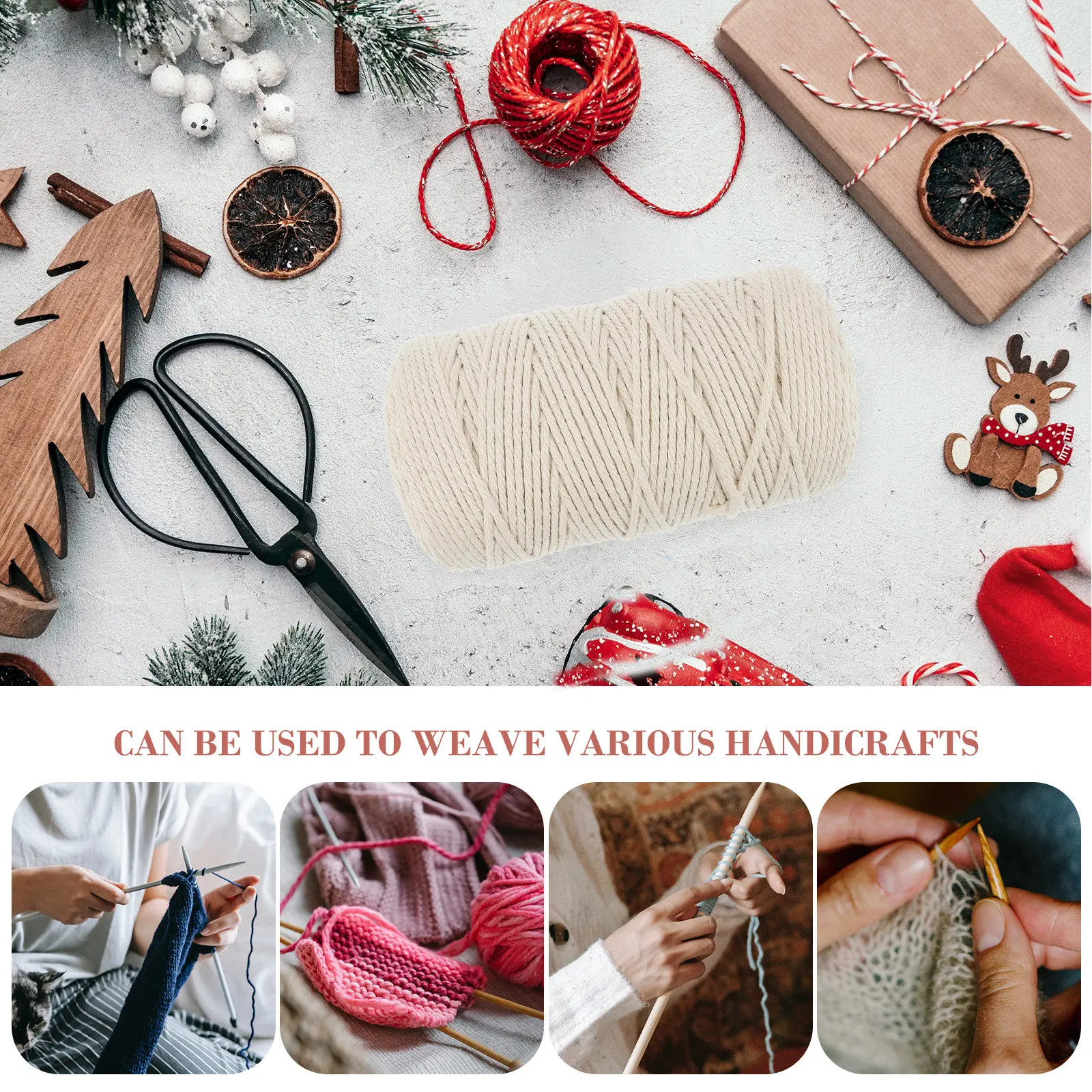 

1 Roll Creative Tapestry Cotton Rope DIY Woven Cotton Cord Lightweight Portable for Craft Projects Home Decorations Gift