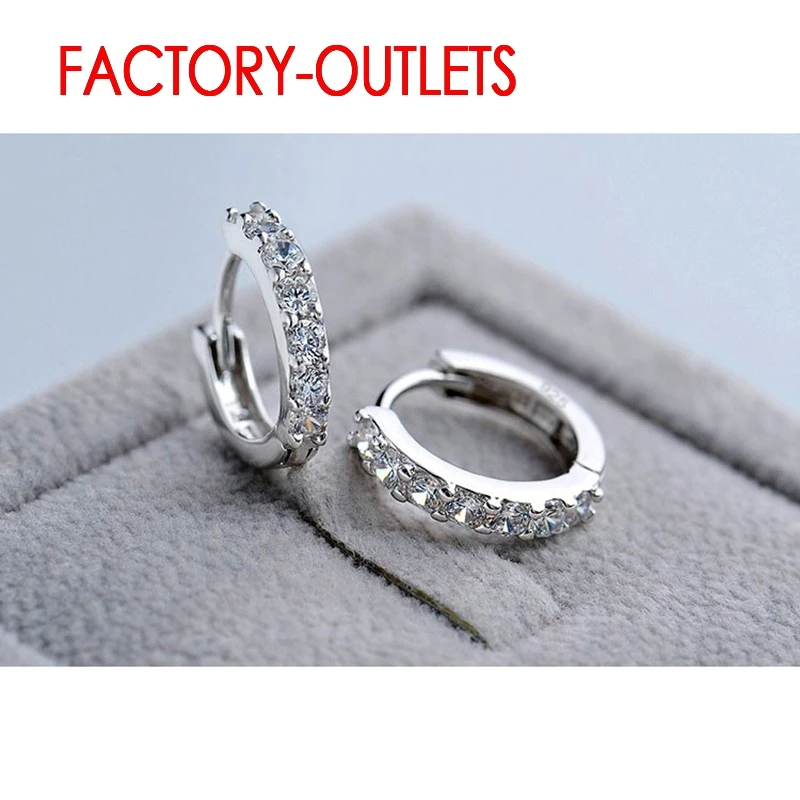Snelle verzending nieuwste luxe romantische vrouwen sieraden 925 sterling zilveren strass kristallen hoepel oorbellen voor vrouwen groothandel