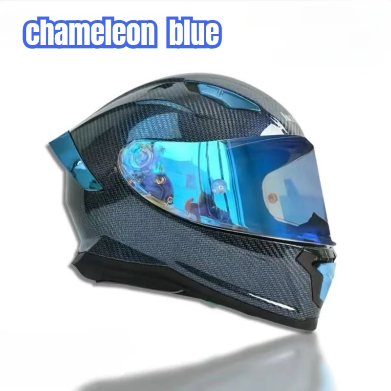 HOT Carbon Fiber Motorcycle Helmet Full Face Cover All Seasons Motocross Riding Light Helmet Men Women's Couple Capacetes