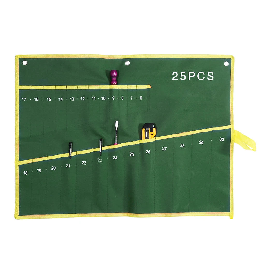 Klucz 6/8/10/12/14/25 z kieszeniami zawijane torba do przechowywania woreczek z podwójnym otwieraniem wygięty klucz oczkowy torba na narzędzia