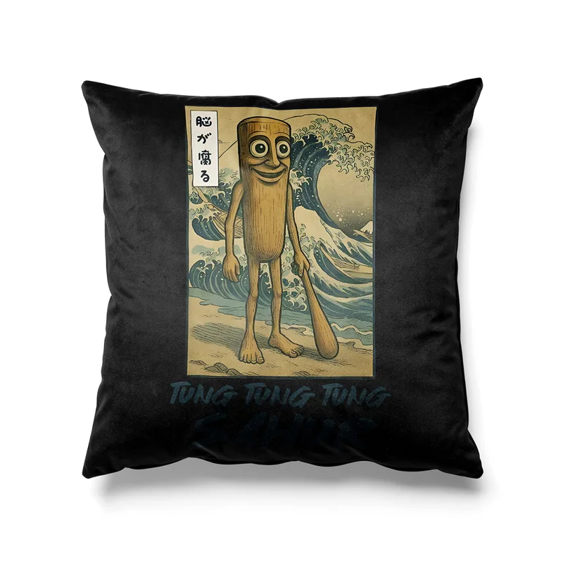 Aertemisi 18'' x 18'' Tung Tung Tung Sahur Square Throw Pillow Cushion Covers Cases Pillowcases for Sofa 45cm x 45cm