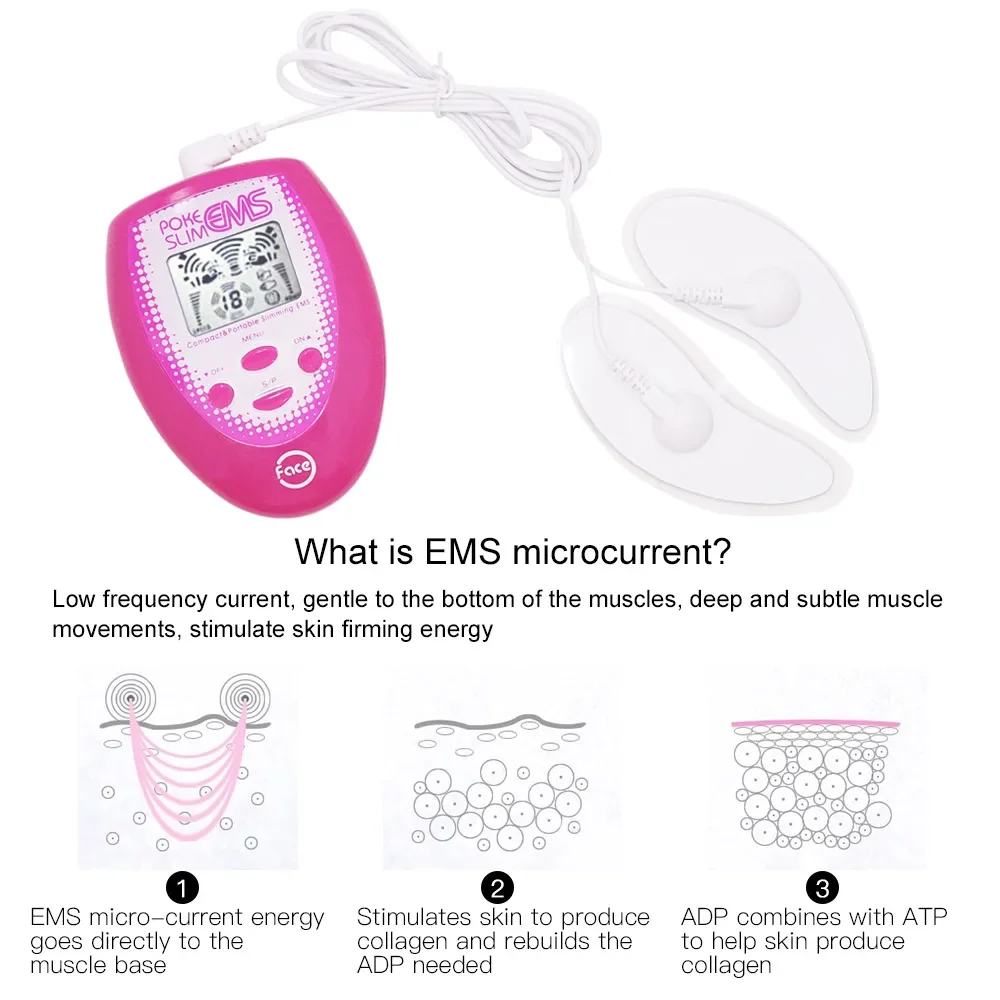 TENS Unit Face Massager Facial Lifting EMS Muscle Slimming with Electrode Pads Cheek for Electronic Pulse Massage Device