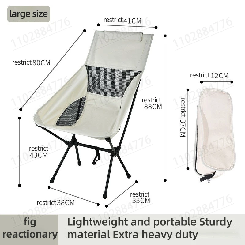 

Outdoor Folding Chair Lounge Chair High Back Recliner Home Portable Moon Chair Camping Picnic Beach Fishing Chair