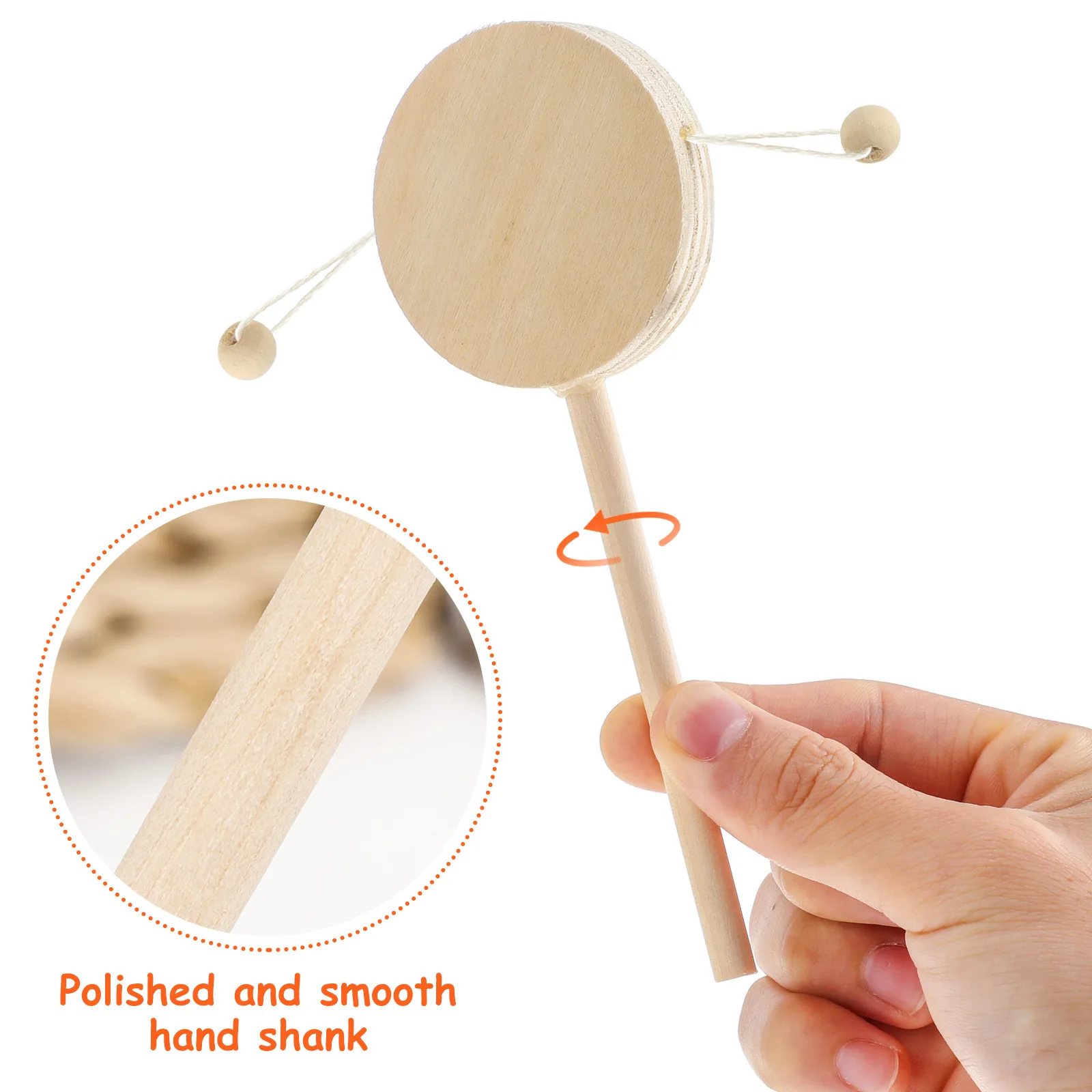 

1Set DIY Wooden Rattle Drum Unfinished Painting Shaking Drum Music Kid Gift Natural Wood Hand-Eye Coordination Exercise