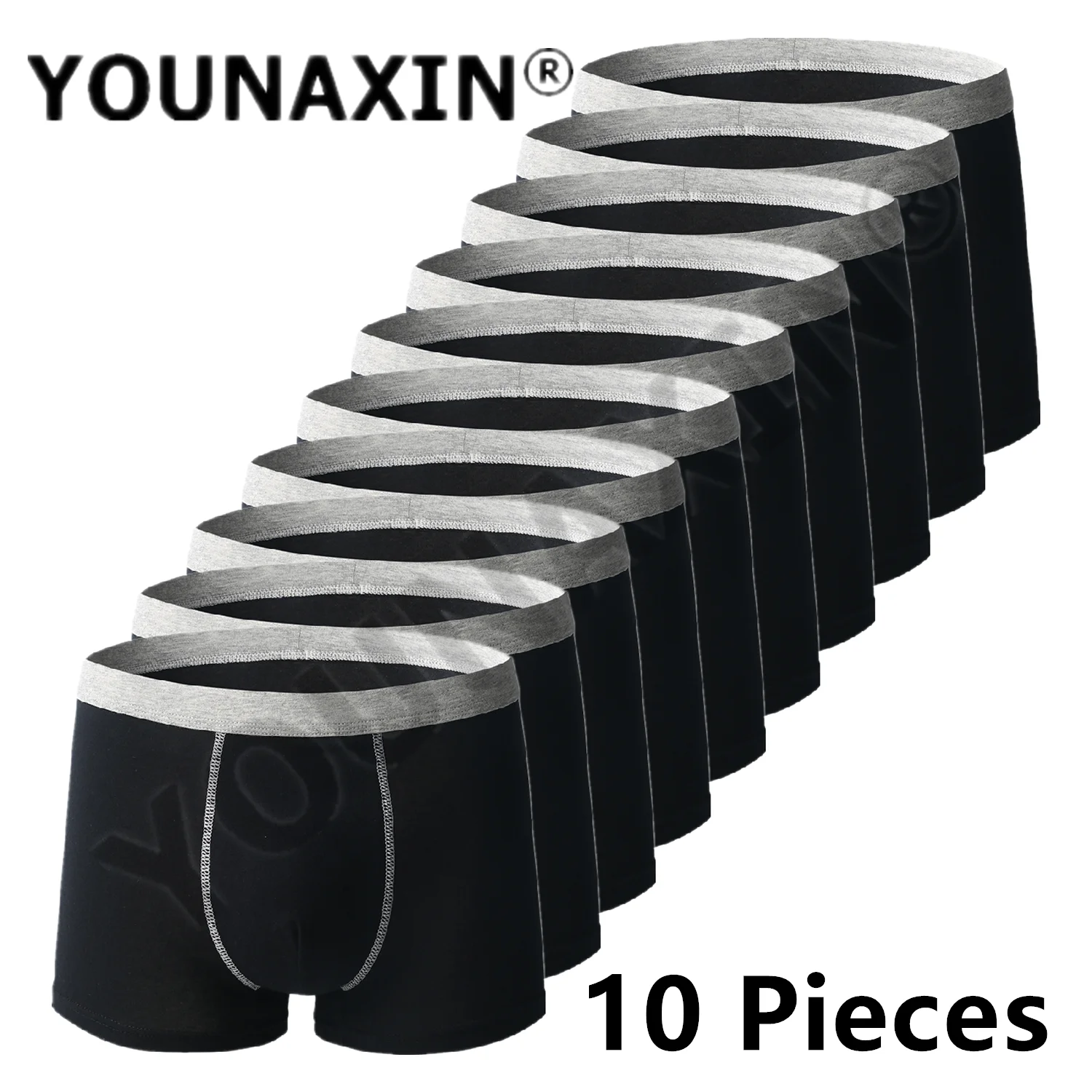 YOUNAXIN 10 Pcs Men's Underwear Plus Bigger Cotton Large Size Undies Boxer Shorts Solid Underpants L XL 2XL 3XL 4XL 5XL 6XL