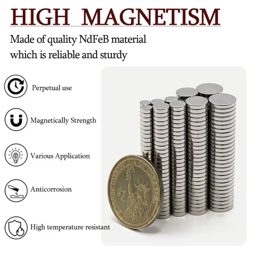 Imagen 2 del producto Imán de neodimio redondo súper fuerte, imanes potentes N35, pequeño NdfeB magnético permanente 2x2 4x2 5x2 6x2 8x2 10x2 12x2 15x2 20x2