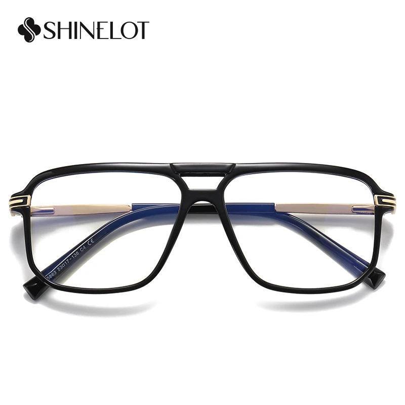 

95863 Hot Sale Men Business Bluelight Blocking Glasses New Design Rectangle Frame Eyewear Double Bridge Eyeglasses Birthday Gift