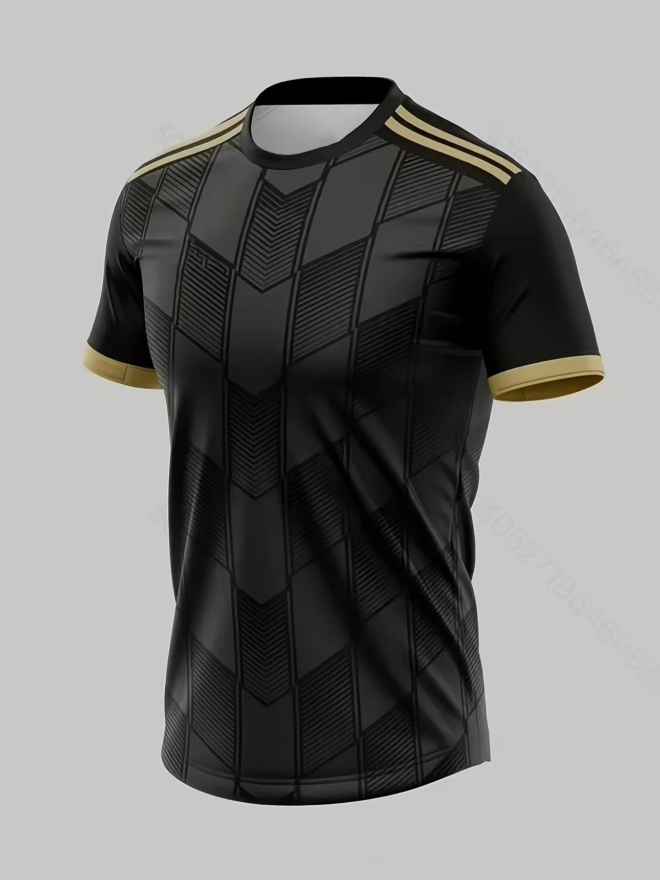 Men Sports Short Sleeve T-shirt High Elastic Quick Dry Chevron Geometric Stripe Print Breathable Training Casual Top