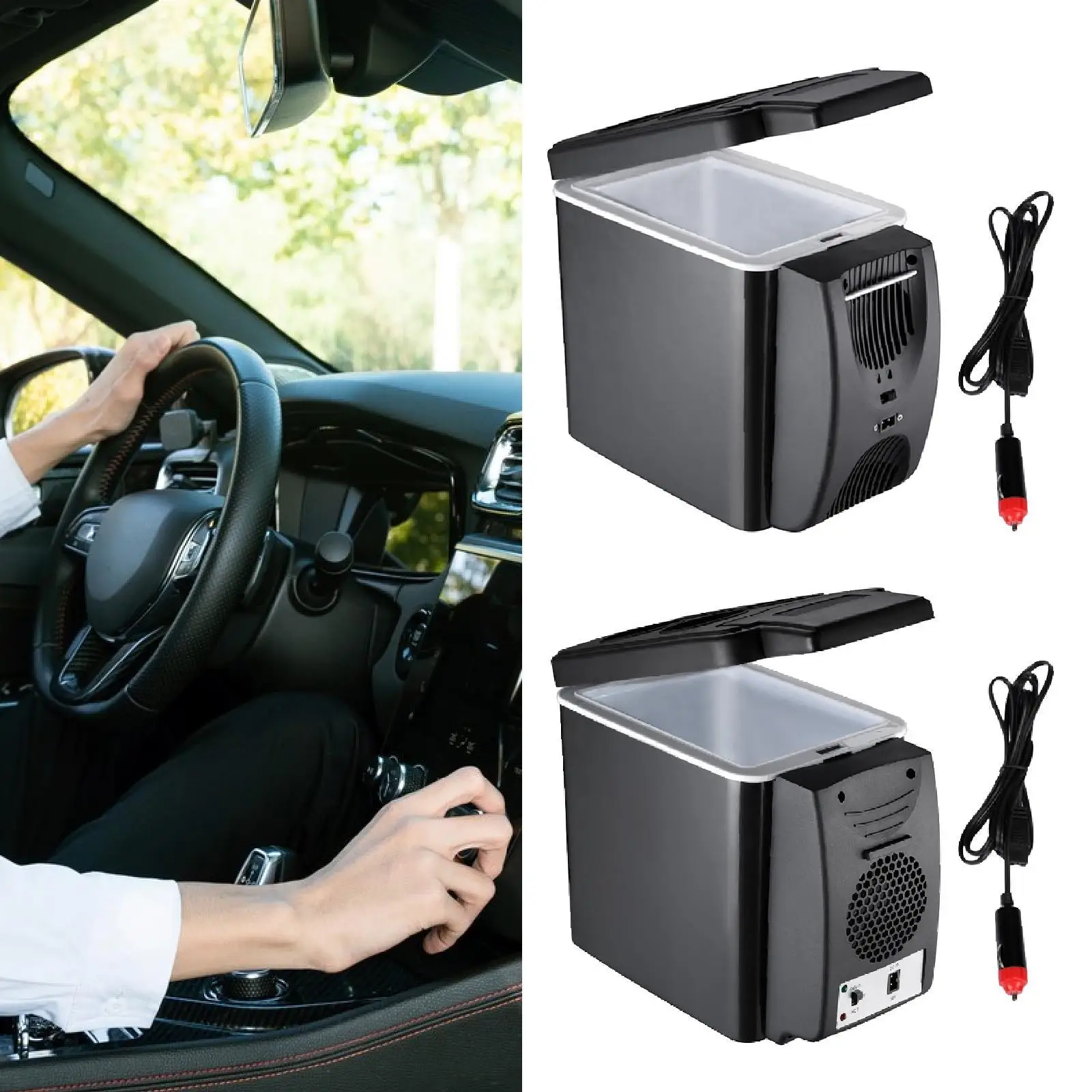 Small Car Refrigerator Mini Fridge Cooler Hiking Compact Auto Beverage Outdoor