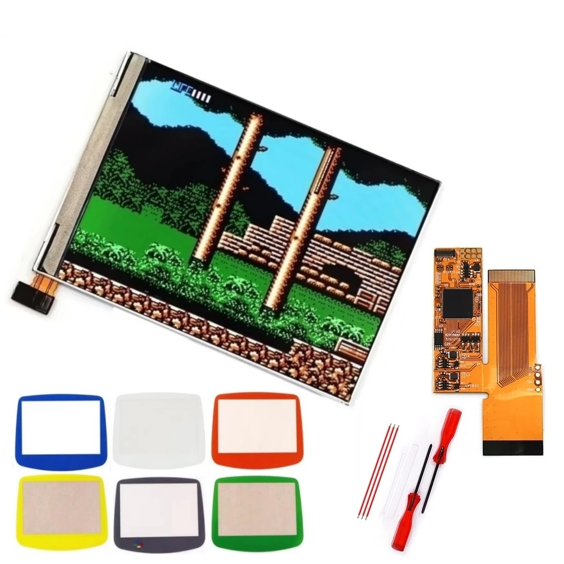 Wyświetlacz LCD V2 IPS z wysokim poziomem podświetlenia 3.2'' i 10 poziomami jasności, zestaw modułu LCD do konsoli Game Boy Advance