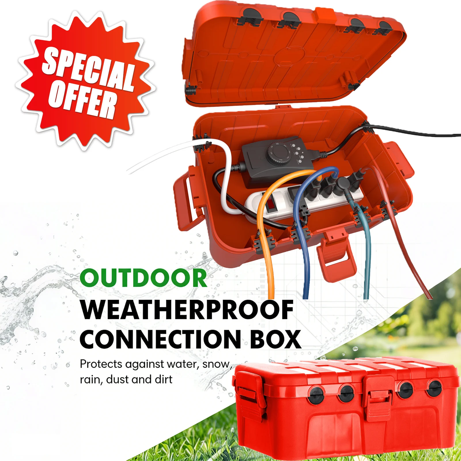 IP54 Waterproof Outdoor Electrical Box Outdoor Weatherproof Wire Junction Box for Outdoor Plugs Lights Cables Wire Garden Timer