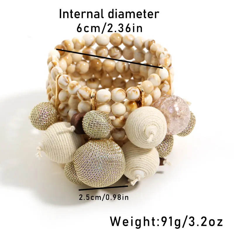 Statement Retro Multi-layer Beads Wide Version Bracelet Handmade for Women Girl