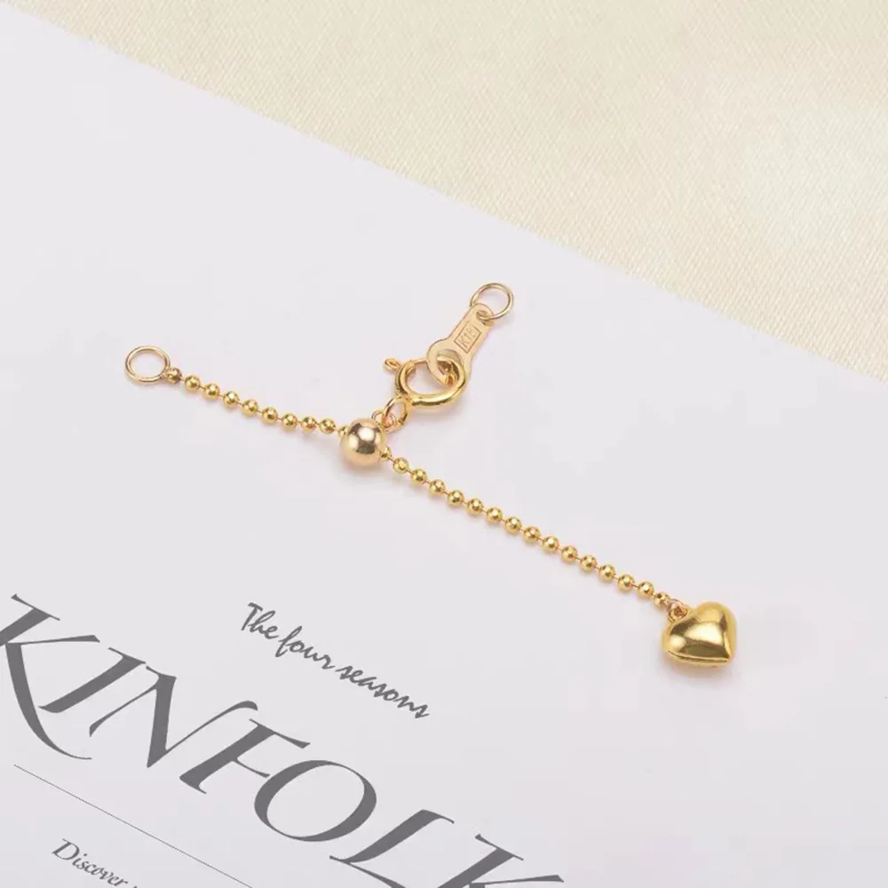 Pure 18k Gold Fine Jewelry DIY Finding Au750 Accessories Pearl Necklace Bracelet Extend Tail Clasp Ajustable Extender Chain