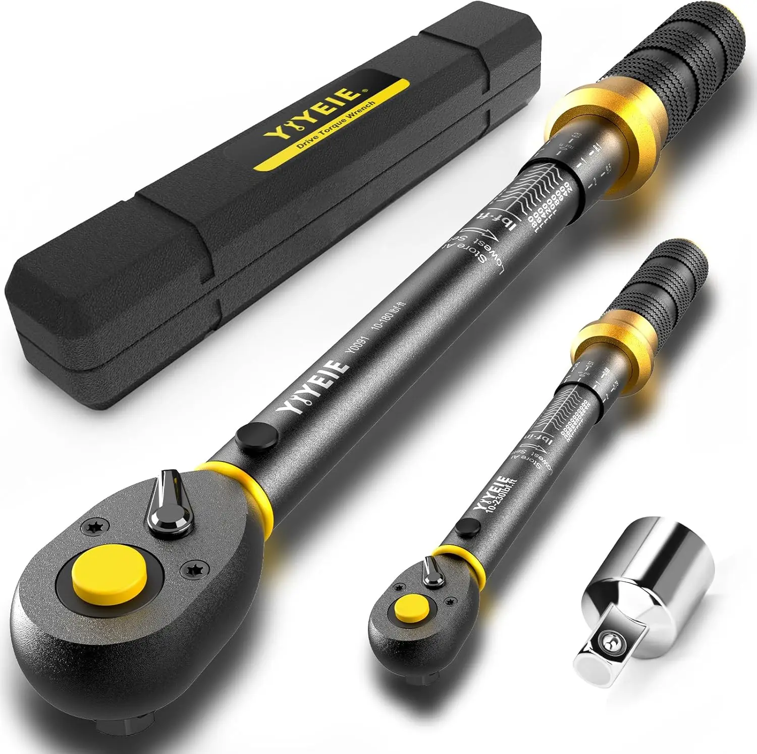 

Набор динамометрических ключей 3-в-1 с стопорным кольцом, приводом 1/4 дюйма и 1/2 дюйма, точность ± 3% для обслуживания велосипедов и автомобилей