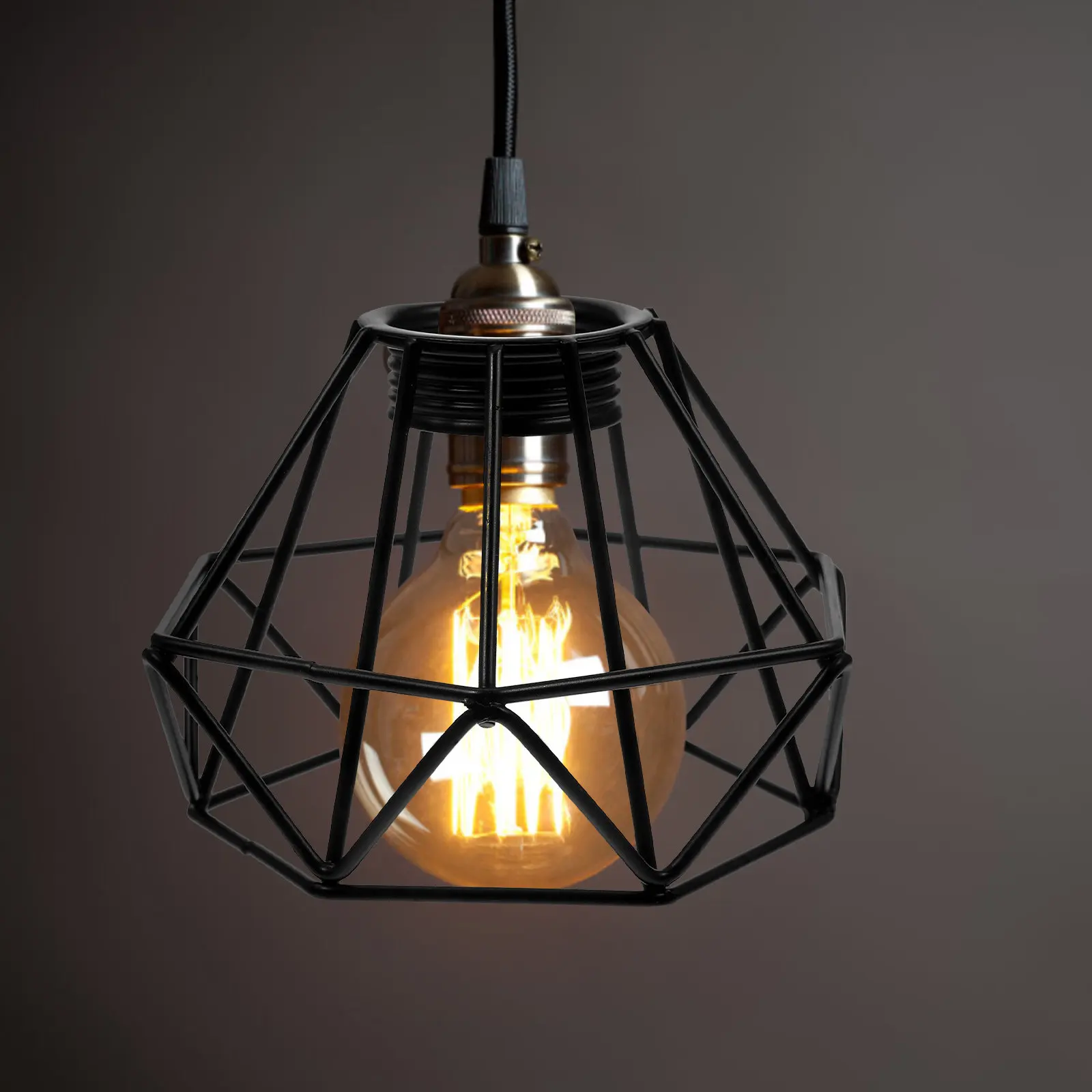 

Iron Art Lamp Shade Hollow Diamond Shape Metal Retro Light Cover for Ceiling Wall Lamp Rustic Lampshade Light Shade