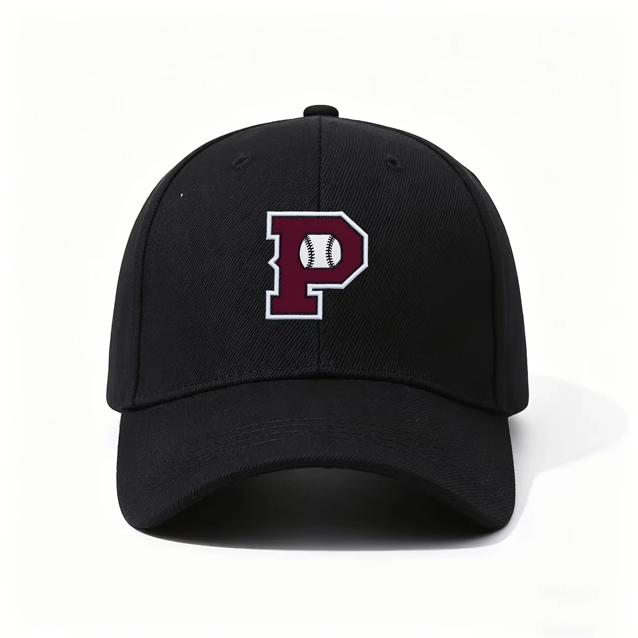 Gorra de Béisbol, Estilo Universitario, Color Granate, con Bordado de P, Diseño Deportivo y Clásico, Ideal como Regalo para Fanáticos del Béisbol