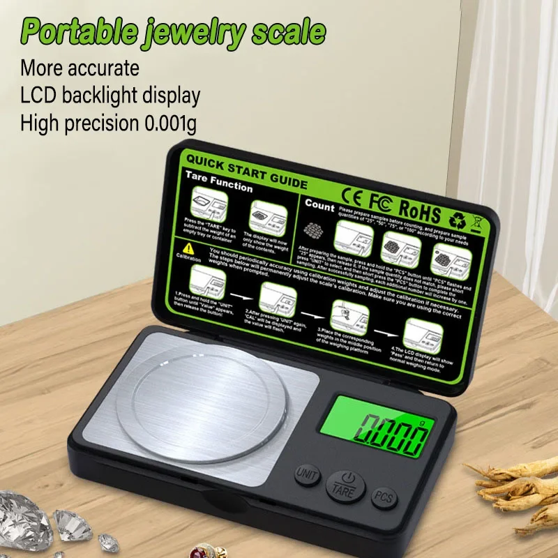 Portable Digital Scale 0.001g Lcd Digital Display Calibration Function Jewelry Scale That Can Be Converted Measurement Units