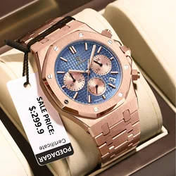 POEDAGAR Classic Men's Watches Trend Fashion Original Quartz Watch for Man Waterproof Fine Steel Chronograph Wristwatch Date