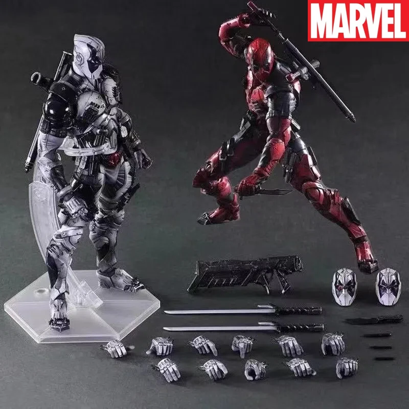 Pa Modified Deadpool Gray Red X-Men Modified Deadpool 26cm Action Movie Peripheral Playarts Figure Craft Collection Model Toy