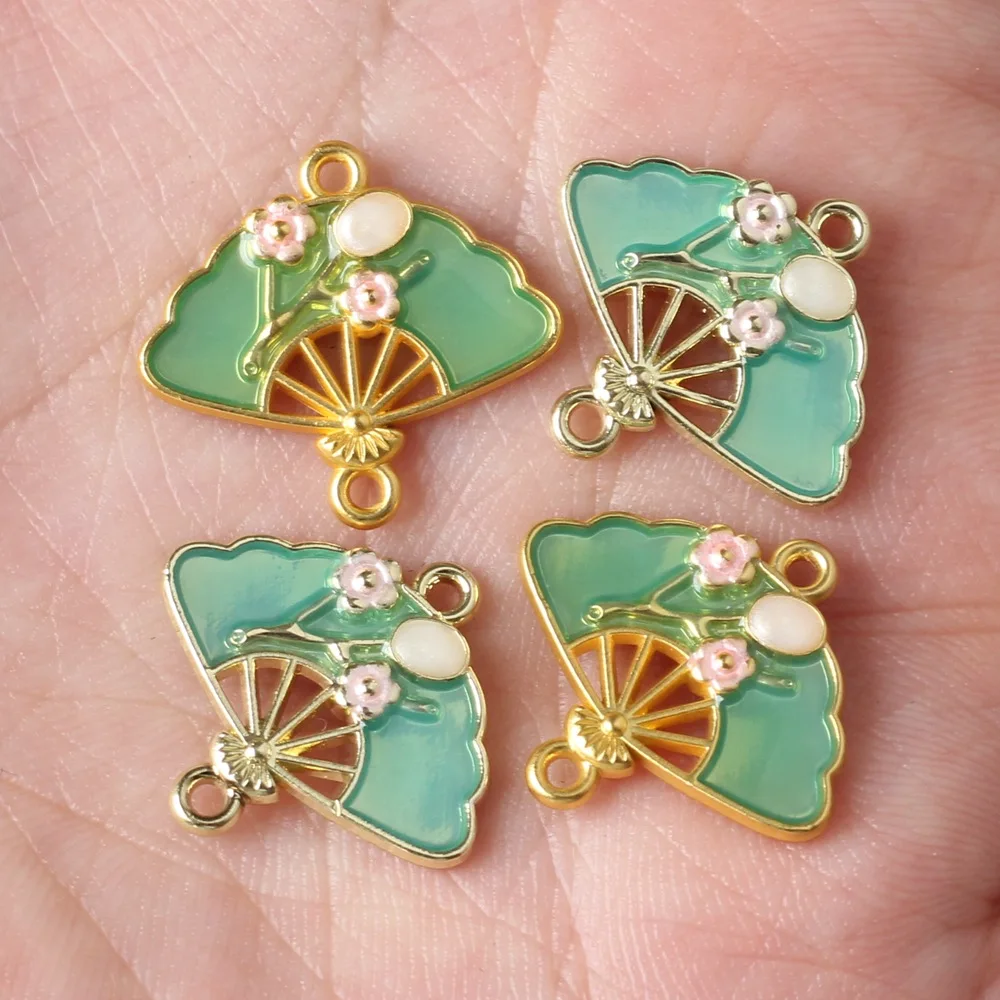 Dual link alloy fan shape 50pcs/lot necklace/earring/bracelet charms diy jewerly accessory pendants