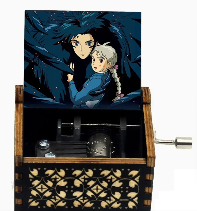 HOT * Howl Castle boîte à musique Anime thème musique joyeux aller rond de la vie en bois manivelle boîte à musique nouvel an cadeau d'anniversaire