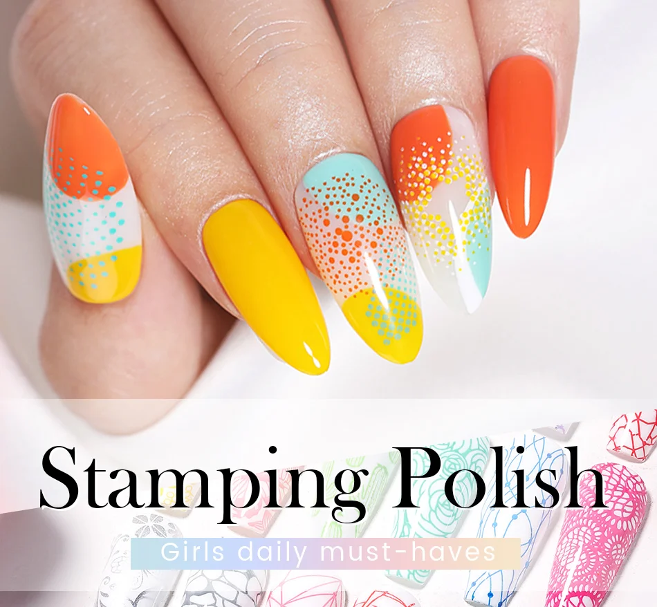 BORN PRETTY 10 ml Stempel-Nagellack, Gelb, Schwarz, Weiß, Gold, für Nagelkunst, Stempelplatten, Drucklack, DIY-Design-Lack – Detail 1