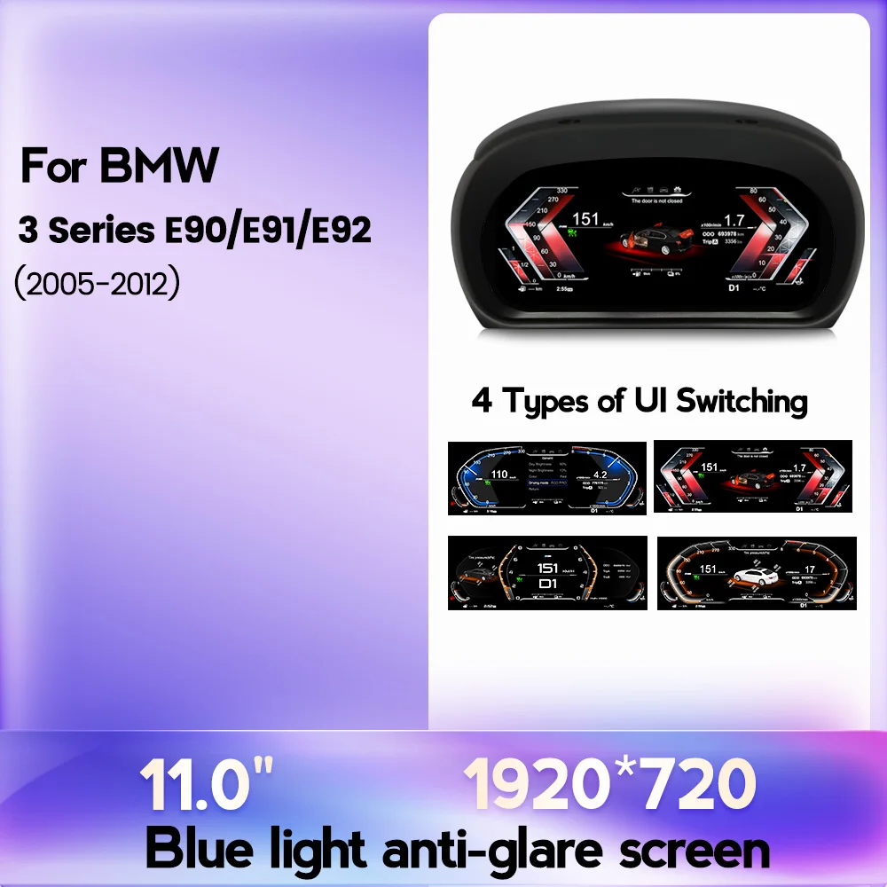 MEKEDE 12,3 inch LCD digitaal dashboardcluster digitale snelheidsmeter voor BMW 3-serie E90 E91 E92 E93 paneel snelheidsmeter cockpit